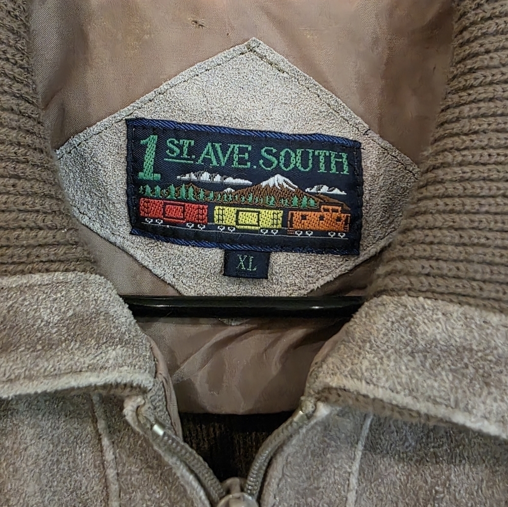 1st Ave South Vintage Genuine Suede Leather & Knit Sweater Size XL - Picture 2 of 7